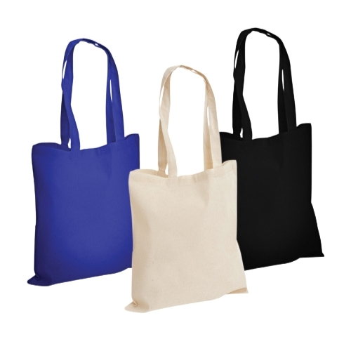 White, Black & Blue promotional tote cotton bags - 37x 40cm