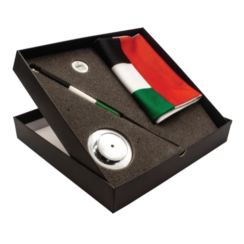 UAE Day gift set with a flag stand, pin & scarf printed with National brand logo